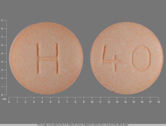 H 40 Pill Orange Round 9mm - Pill Identifier