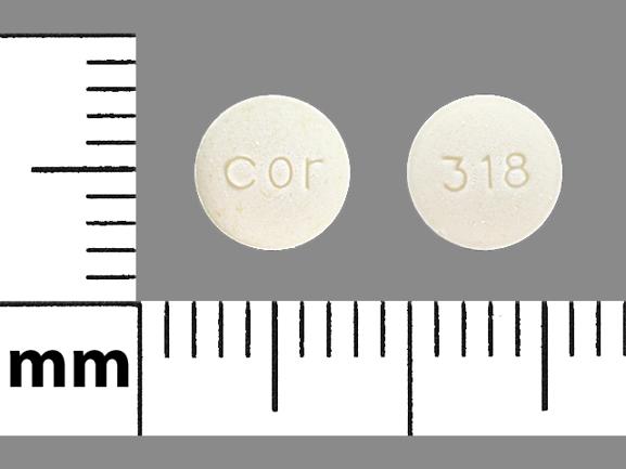 Pill cor 318 White Round is Acarbose