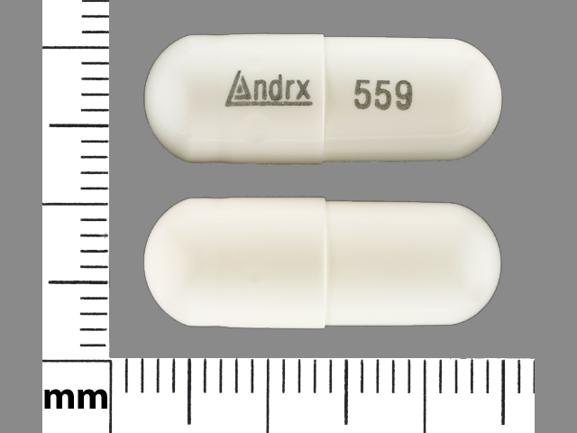 Pill Andrx 559 White Capsule/Oblong is Potassium Chloride Extended Release