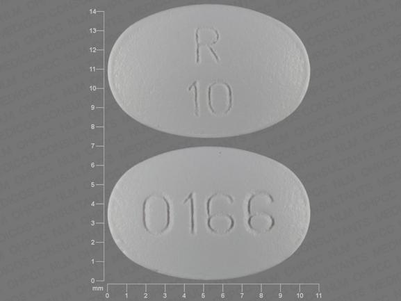 R 10 0166 Pill Images White Elliptical Oval