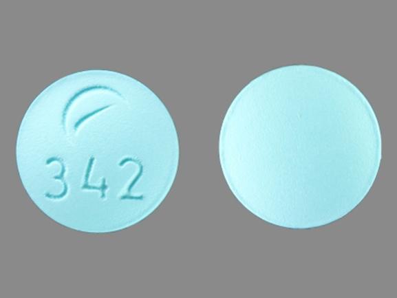 Pill Logo 342 Blue Round is Desipramine Hydrochloride