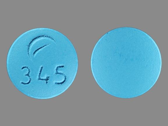 Pill Logo 345 Blue Round is Desipramine Hydrochloride