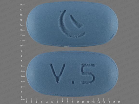 Logo V 5 Pill Blue Elliptical Oval Pill Identifier Drugs Com