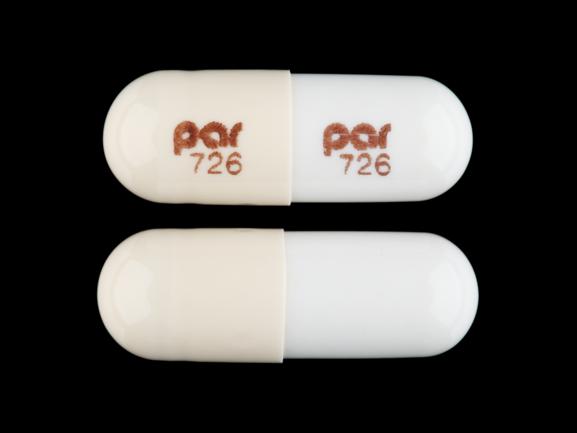 Pill par 726 par 726 Tan & White Capsule/Oblong is Doxycycline Monohydrate