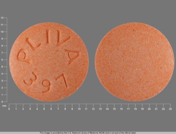 Pill PLIVA 397 Orange Round is Hydralazine Hydrochloride