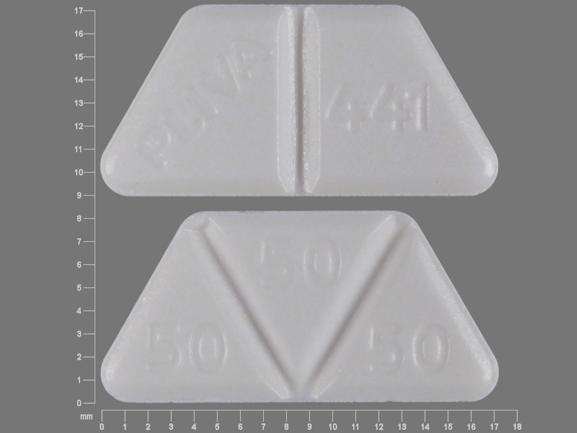 Pill PLIVA 441 50 50 50 White Four-sided is Trazodone Hydrochloride