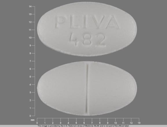 Pill PLIVA 482 White Elliptical/Oval is Theophylline extended-release