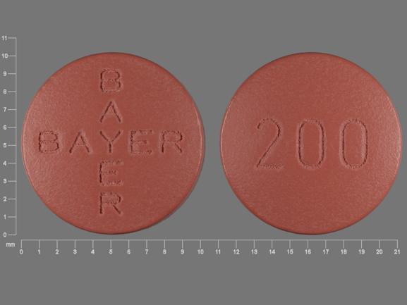 Pill BAYER BAYER 200 Red Round is Nexavar