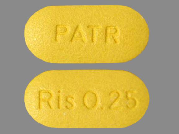 Pill PATR Ris 0.25 Yellow Capsule/Oblong is Risperidone