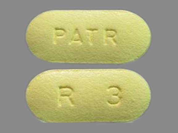 Pill PATR R 3 Yellow Capsule/Oblong is Risperidone