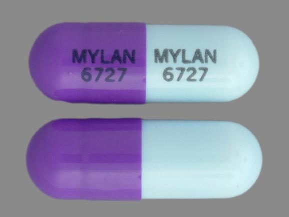 Pill MYLAN 6727 MYLAN 6727 Purple Capsule/Oblong is Zonisamide