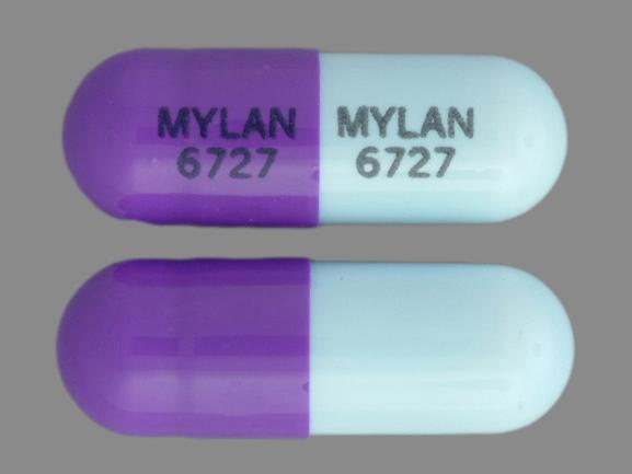 Pill MYLAN 6727 MYLAN 6727 Purple Capsule/Oblong is Zonisamide
