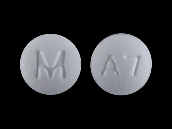 Pill M A7 White Round is Alendronate Sodium