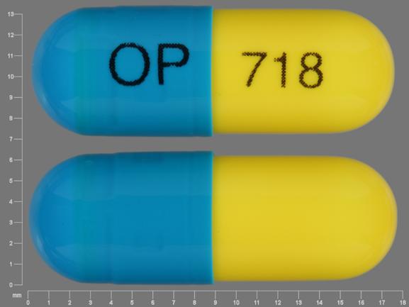 Pill OP 718 Blue Capsule-shape is Surmontil