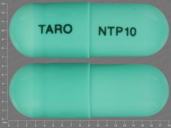 Pill TARO NTP 10 Green Capsule/Oblong is Nortriptyline Hydrochloride