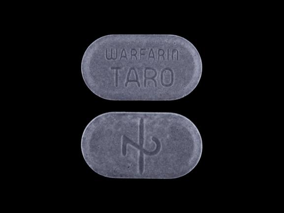 Pill 2 WARFARIN TARO Purple Elliptical/Oval is Warfarin Sodium