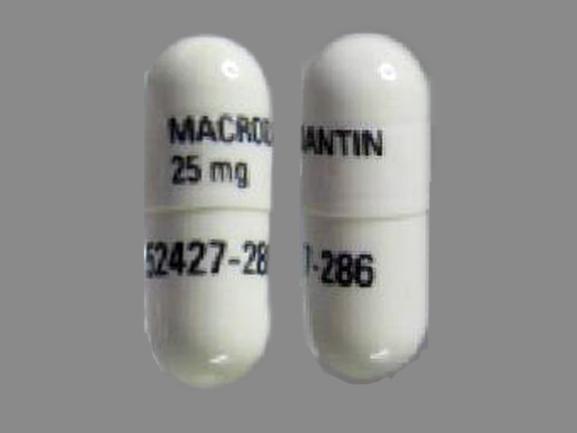 Pill MACRODANTIN 25 mg 52427-286 White Capsule/Oblong is Macrodantin