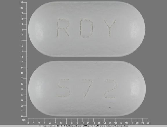 Pill RDY 572 White Capsule/Oblong is Fexofenadine Hydrochloride and Pseudoephedrine Hydrochloride Extended Release