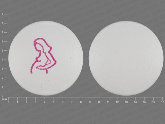 Pill Logo (Pregnant Woman) White Round is Diclegis