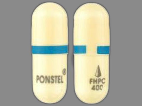 Pill FHPC 400 PONSTEL Yellow Capsule-shape is Ponstel