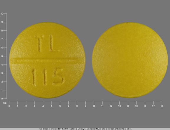 Pill TL 115 Yellow Round is Prochlorperazine Maleate