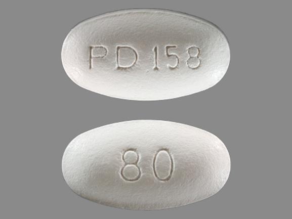 Pill PD 158 80 White Oval is Atorvastatin Calcium