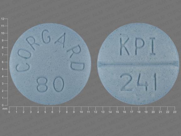 Pill CORGARD 80 KPI 241 Blue Round is Nadolol