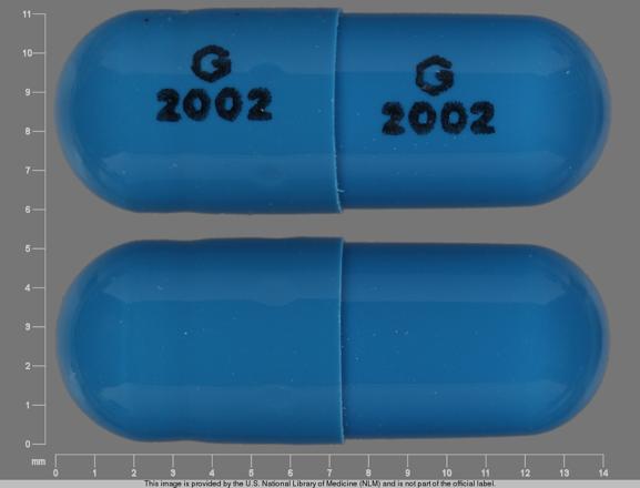 Pill G 2002 G 2002 Blue Capsule/Oblong is Ziprasidone Hydrochloride