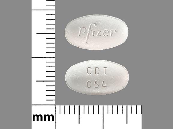 Pill Pfizer CDT 054 White Oval is Amlodipine Besylate and Atorvastatin Calcium