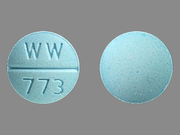 Pill WW 773 Blue Round is Isosorbide Dinitrate