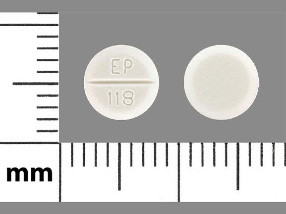 Pill EP 118 White Round is Bethanechol Chloride