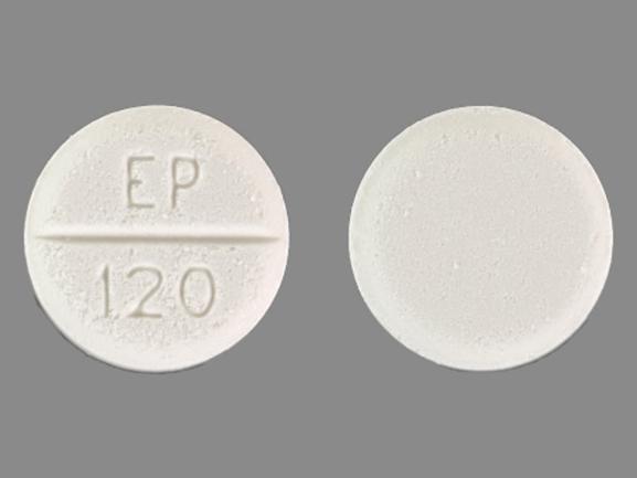 Pill EP 120 White Round is Bethanechol Chloride