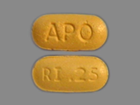 Pill APO RI .25 Yellow Capsule-shape is Risperidone