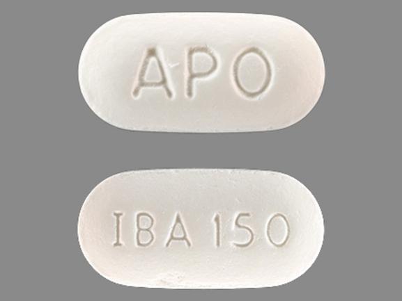 Pill APO IBA150 White Oval is Ibandronate Sodium