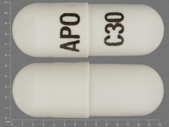 Pill APO C30 White Capsule/Oblong is Cevimeline Hydrochloride