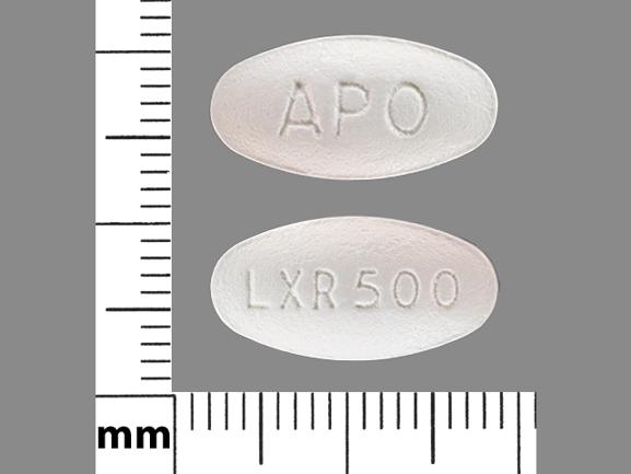 Pill APO LXR 500 White Oval is Levetiracetam Extended Release