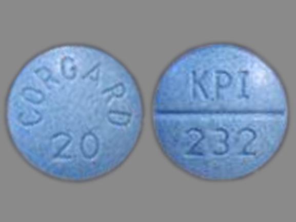 Pill CORGARD 20 KPI 232 Blue Round is Corgard