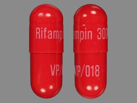 Pill Rifampin 300 VP/018 Red Capsule/Oblong is Rifampin