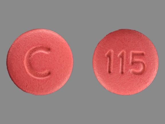 Pill C 115 Pink Round is Demeclocycline Hydrochloride