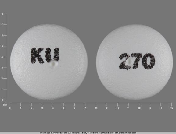 Pill KU 270 White Round is Oxybutynin Chloride Extended-Release