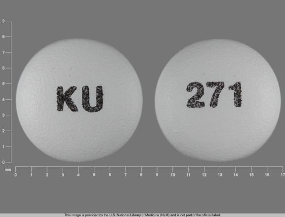 Pill KU 271 White Round is Oxybutynin Chloride Extended-Release