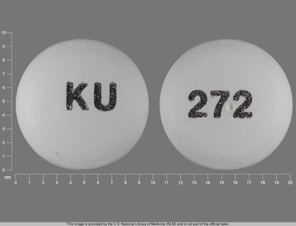 Pill KU 272 White Round is Oxybutynin Chloride Extended-Release