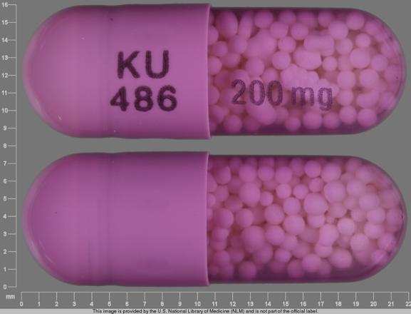 Pill KU 486 200 mg Purple Capsule/Oblong is Verapamil Hydrochloride Extended-Release