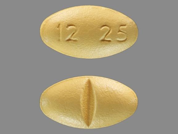 Pill 12 25 Yellow Oval is Fluvoxamine Maleate