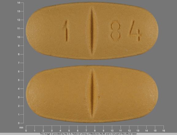 Pill 1 84 Yellow Oval is Oxcarbazepine