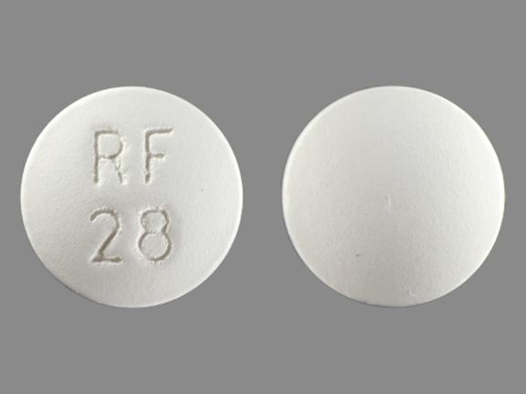 Pill RF 28 White Round is Chloroquine Phosphate