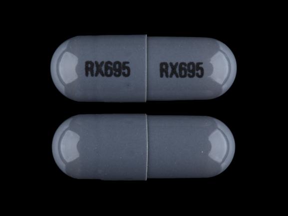 Pill RX695 RX695 Gray Capsule/Oblong is Minocycline Hydrochloride