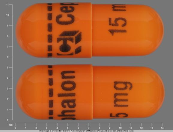 Pill Logo Cephalon 15 mg Orange Capsule-shape is Amrix