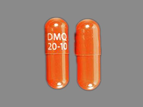 Pill DMQ 20-10 Red Capsule-shape is Nuedexta