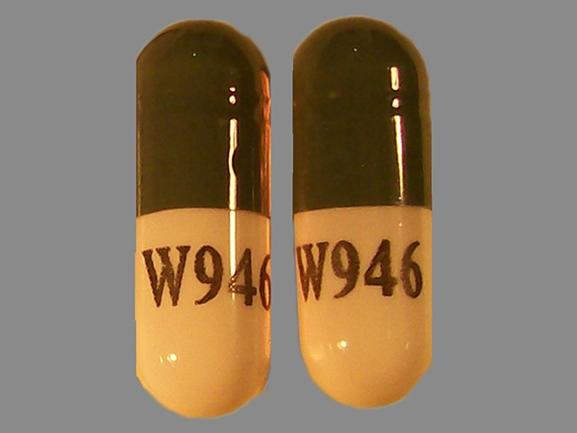 Pill W946 Gray & White Capsule/Oblong is Zonisamide